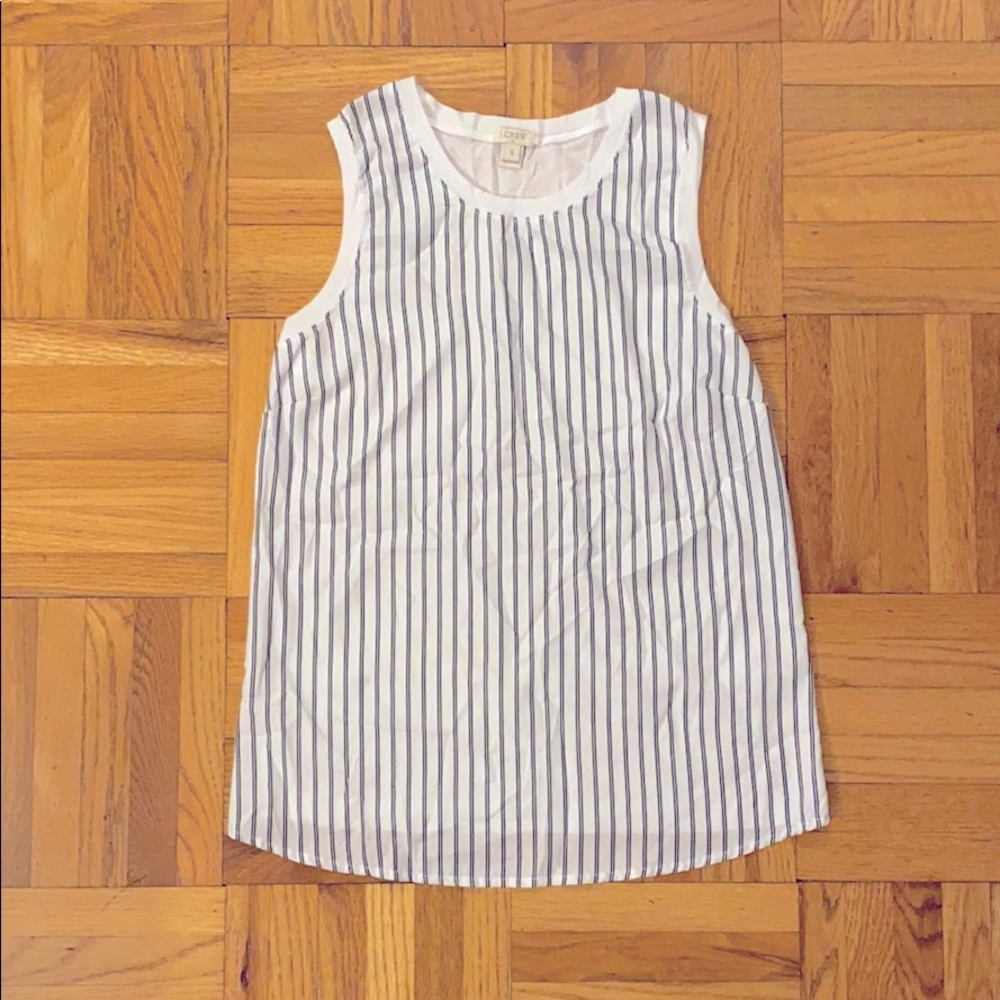 J Crew Women’s Sleeveless White Striped Shirt